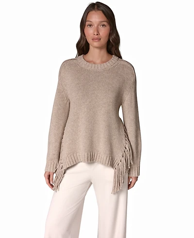 Donna Karan Weekend Women's Crewneck Long-Sleeve Fringe Sweater