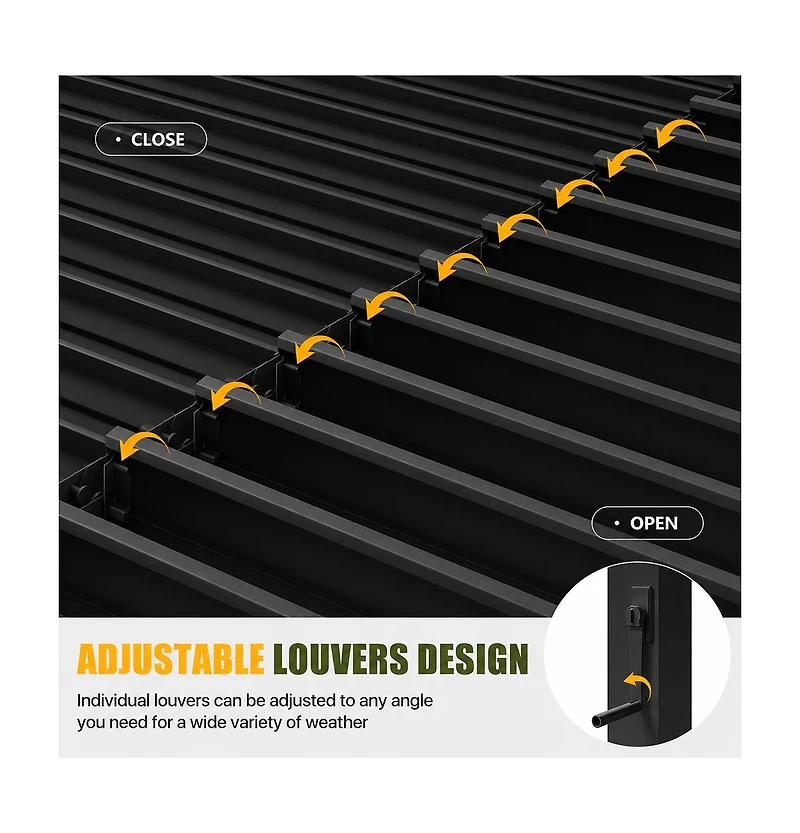 Aoxun Louvered Pergola with Mg-Al-Zn Steel Frame