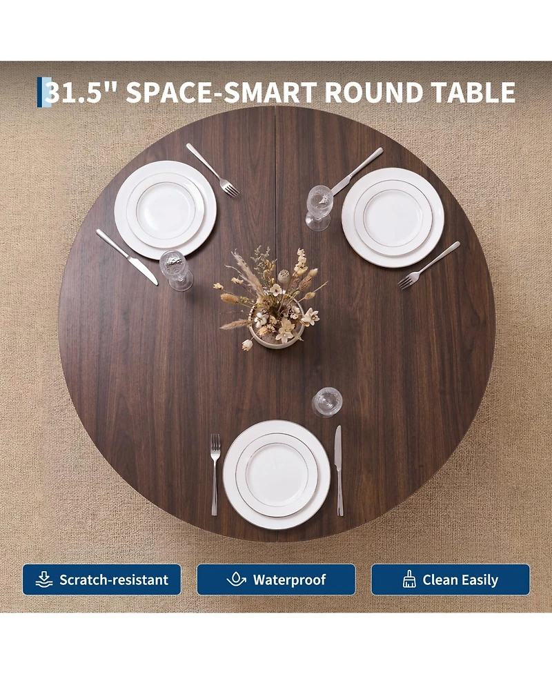 31.5" Round Dining Table, Multi-Person Table with Storage Cabinet, Seats 2 to 4 People, Suitable for the Kitchen and Living Room