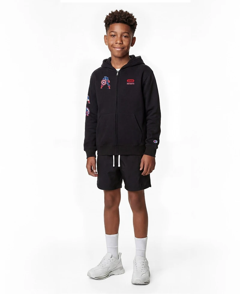 Champion Big Boys and Girls Black New England Patriots Disney X Full-Zip Hoodie