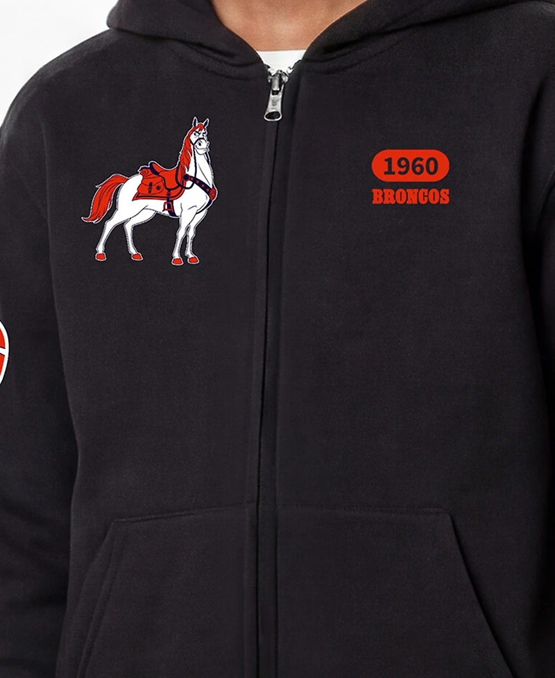 Champion Big Boys and Girls Black Denver Broncos Disney X Full-Zip Hoodie