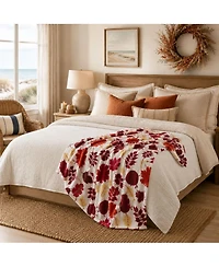 Kate Aurora Living Ultra Soft & Plush Fall Autumn Leaves Hypoallergenic Fleece Throw Blanket Cover