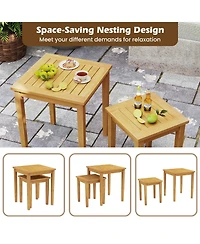 Mecale Set of 2 Teak Nesting Side Tables with Slatted Tops