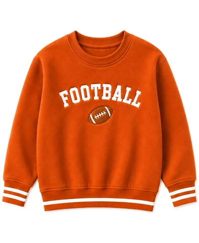 Bits & Bows Boys' and Girls' Football Crewneck Long-Sleeve Cotton-Blend Sweatshirt