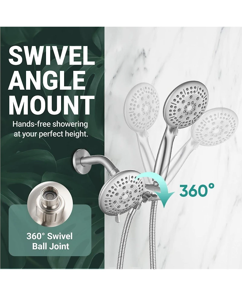 Cyqbd Dual Shower Head 2-in-1 Rainfall Handheld System
