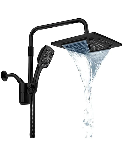 Cyqbd 10" Rainfall Shower Head System Handheld Dual Showerhead 5 Modes Adjustable Arm With Filter