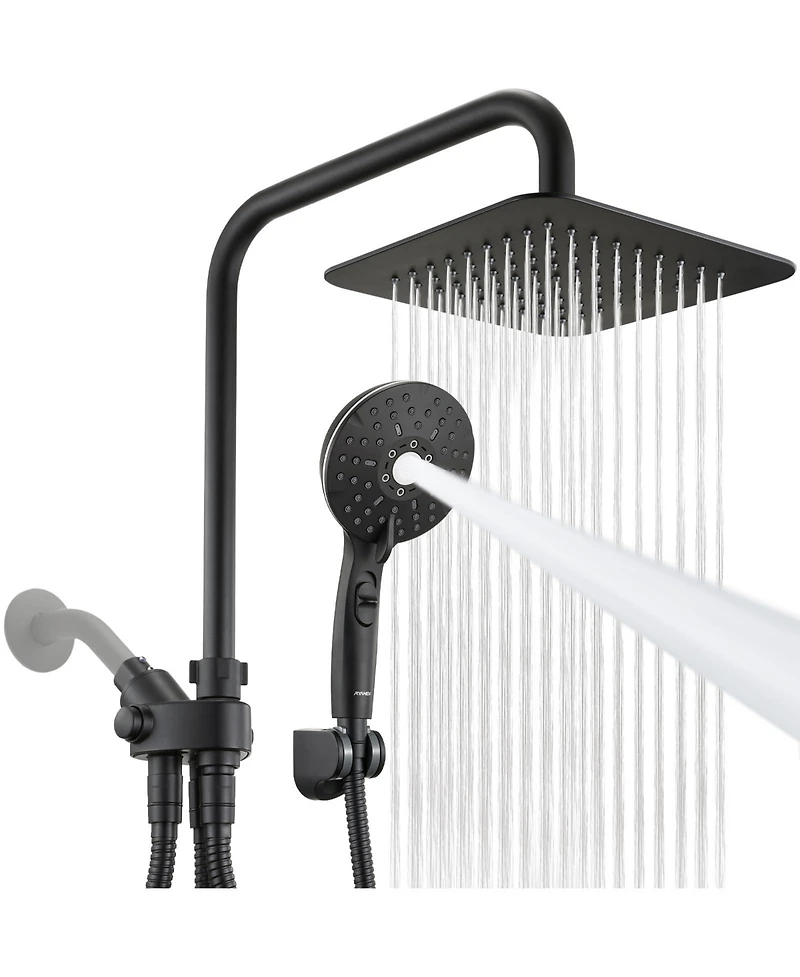 Cyqbd 8'' Dual Shower Head Rain Handheld Spray Adjustable Height Pause