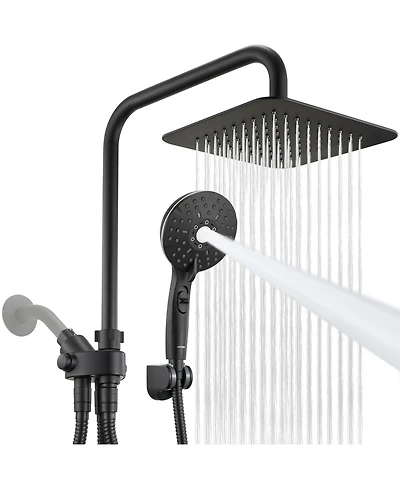Cyqbd 8'' Dual Shower Head Rain Handheld Spray Adjustable Height Pause