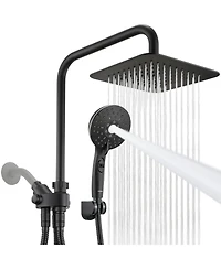 Cyqbd 8'' Dual Shower Head Rain Handheld Spray Adjustable Height Pause