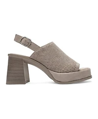 Forever and Always Shoes Women's Penvia Block Heel Leather Platform Sandal