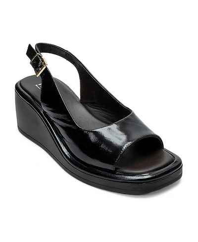 Forever and Always Shoes Women's Orlena Leather Platform Wedge Sandal
