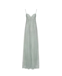 Miss Circle Women's Wallie Backless Sweetheart Rhinestone-Embellished Mesh Gown