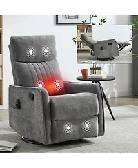 Streamdale Furniture Fabric Manual Recliner Chair with Heat, Massage, Rocker and Swivel