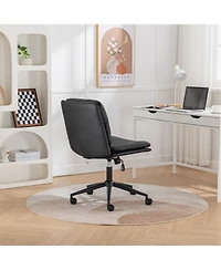 Rainsken Pu Leather Swivel Criss-Cross Chair, with Height Adjustable and Swivel, for Home Office, Apartment, Criss Cross Chair
