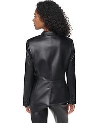 Dkny Women's Shoulder-Padded Long-Sleeve Faux Leather Jacket