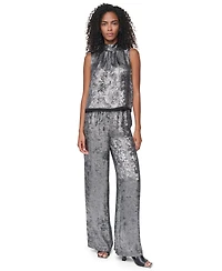 Dkny Women's Empire State Steel Mock Neck Swing Cocktail Blouse