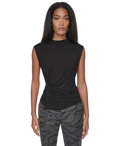 Dkny Women's Ruched Mock-Neck Fitted Tank Top