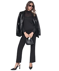Dkny Women's Mock Neck Long Sleeve Sheer Blouse