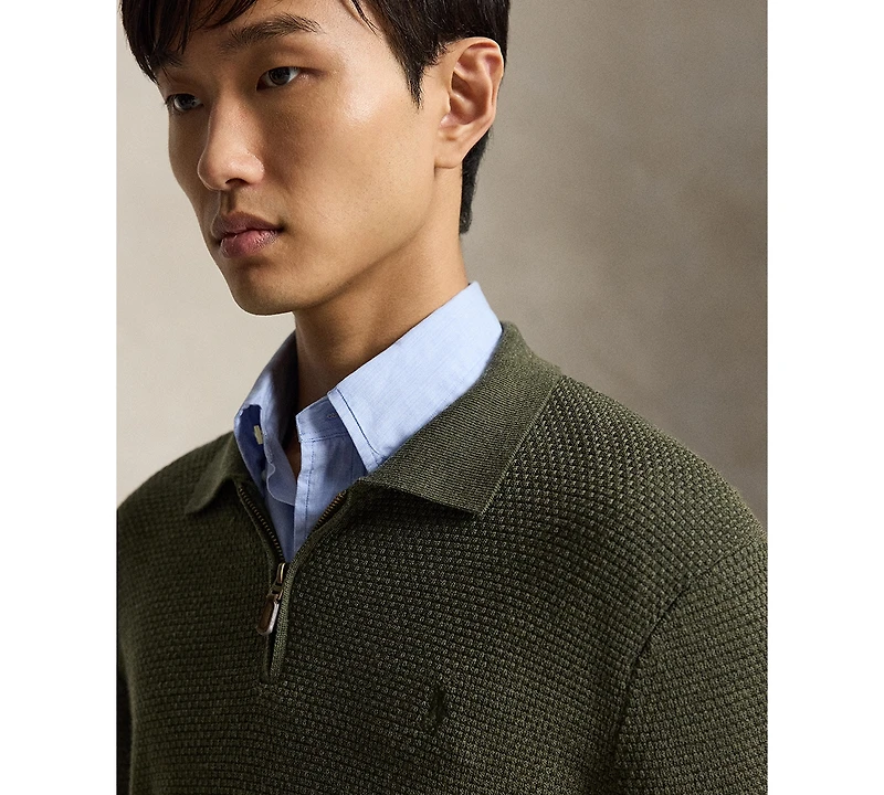 Polo Ralph Lauren Men's Quarter-Zip Polo-Collar Regular-Fit Wool Sweater
