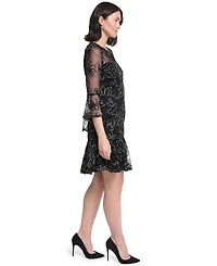 Jessica Howard Women's A-Line Bell-Sleeve Floral-Print Dress