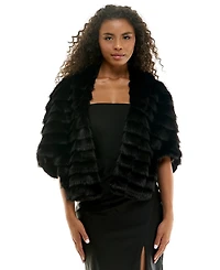 Seni & Cade Women's Tiered Cropped Faux Fur Shawl Jacket