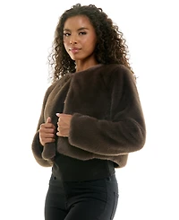 Seni & Cade Women's Faux Fur Long-Sleeve Cropped Jacket