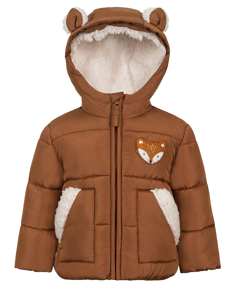 S Rothschild & Co Baby Boys' Hooded Puffer Fox Jacket