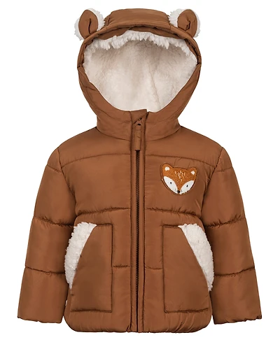 S Rothschild & Co Baby Boys' Hooded Puffer Fox Jacket