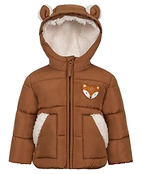 S Rothschild & Co Baby Boys' Hooded Puffer Fox Jacket