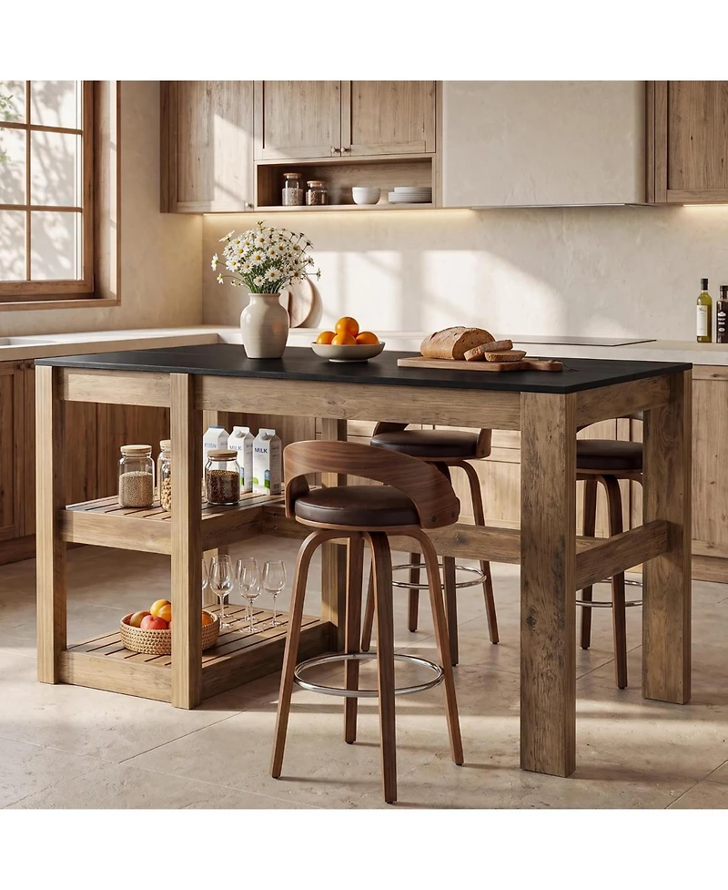 Tribesigns Kitchen Island with Storage,Open Shelving Bar Table with Large Worktop