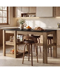 Tribesigns Kitchen Island with Storage,Open Shelving Bar Table with Large Worktop