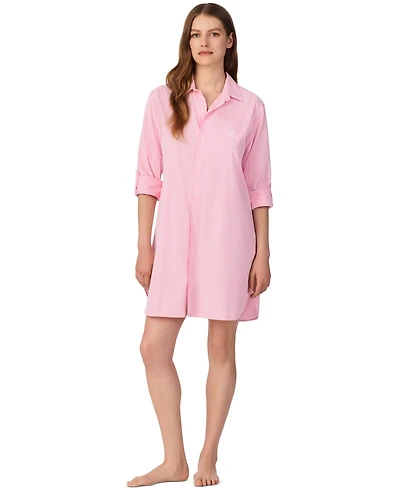Lauren Ralph Women's Long-Sleeve Roll-Tab His Shirt Sleepshirt