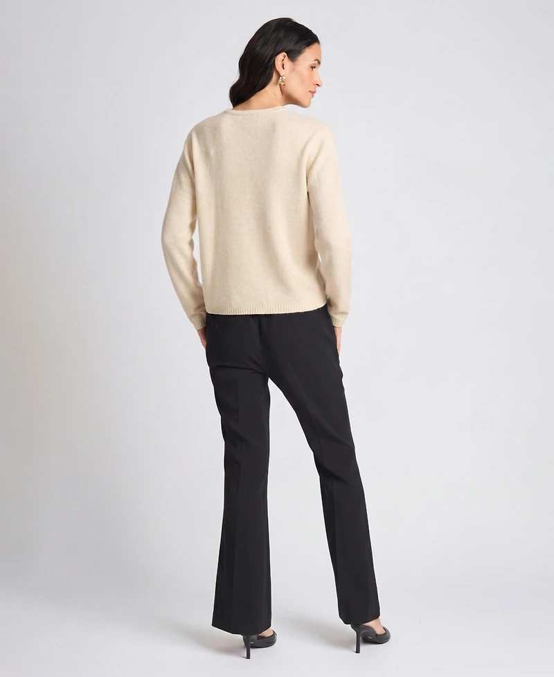 Vince Camuto Women's Chenille Floral Embroidery Crewneck Sweater