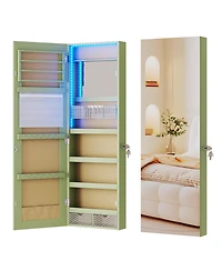 Vlsrka 42.5"H Jewelry Armoire with Led Lights, Wall and Door Mounted Mirror Cabinet