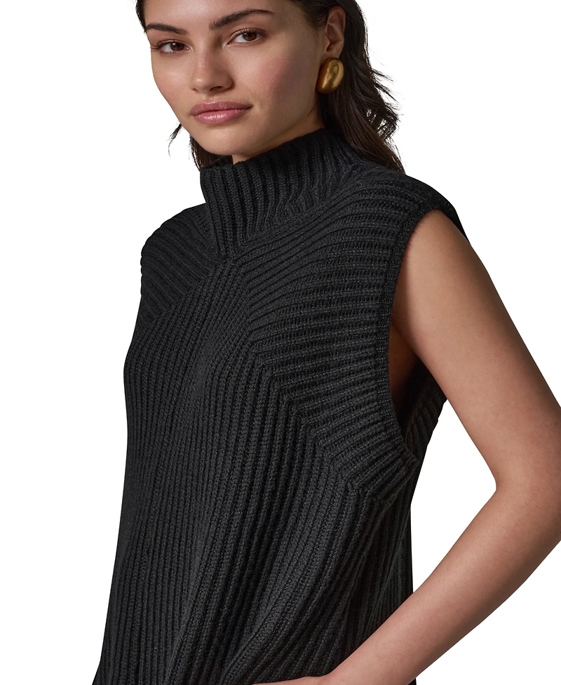 Donna Karan New York Women's Mock-Neck Sleeveless Ribbed Sweater Tunic