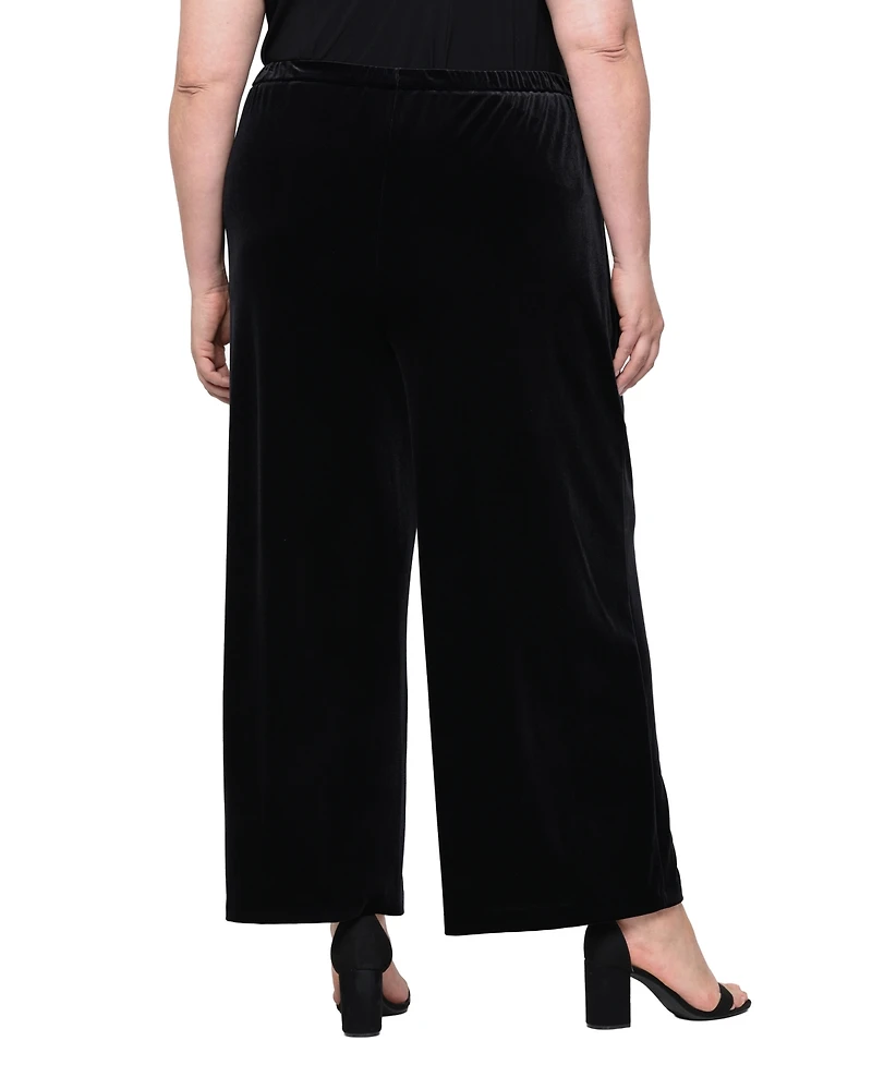 Alex Evenings Plus Velvet Wide-Leg Palazzo Pants