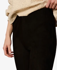 Sanctuary Petite Sashay Faux Suede Flared-Leg Mid-Rise Leggings