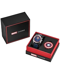 Citizen Men's Marvel Captain America Blue Leather Strap Watch 41mm