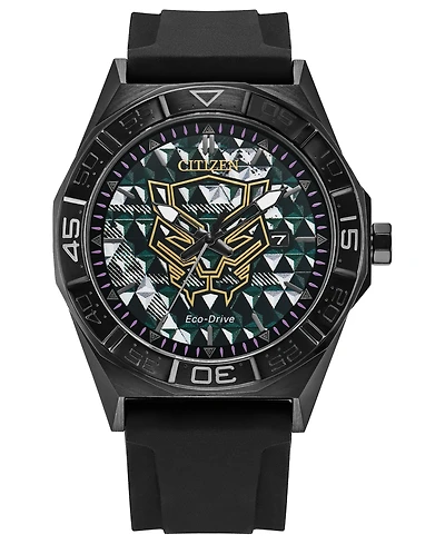Citizen Men's Marvel Black Panther Black Silicone Strap Watch 42mm