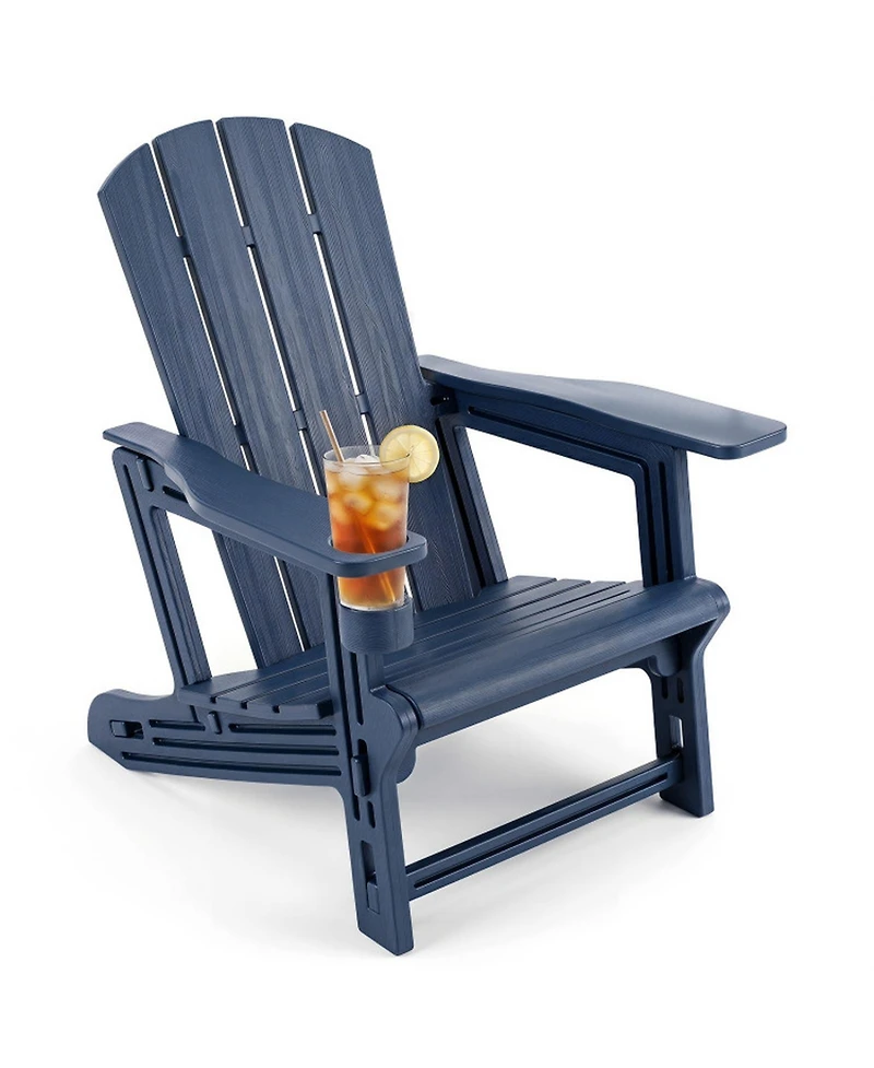 Sugift Hdpe Adirondack Chair with Wood Grain Texture 31 Inches High Back and 550 Pound Capacity