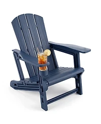 Sugift Hdpe Adirondack Chair with Wood Grain Texture 31 Inches High Back and 550 Pound Capacity