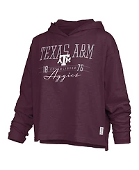 Pressbox Women's Castillo Texas A&M Aggies Oversized Slub Long-Sleeve Hooded T-Shirt