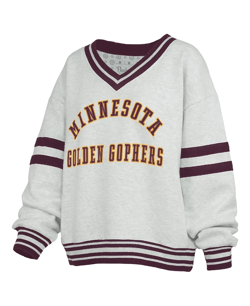 Pressbox Women's Minnesota Golden Gophers Tackle Twill Oates Oversized-Fit V-Neck Sweatshirt