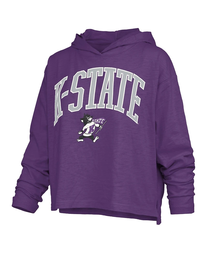 Pressbox Women's Kansas State Wildcats Nelson Hooded Long-Sleeve Slub T-Shirt