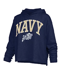 Pressbox Women's Navy Midshipmen Nelson Slub Oversized Long-Sleeve Hooded T-Shirt
