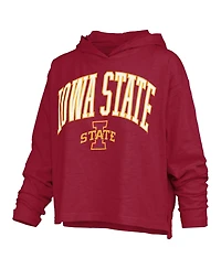 Pressbox Women's Iowa State Cyclones Nelson Arch Over Logo Long Sleeve Hooded Slub T-Shirt
