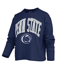 Pressbox Women's Motley Penn State Nittany Lions Burnout Boxy Long-Sleeve Crewneck T-Shirt