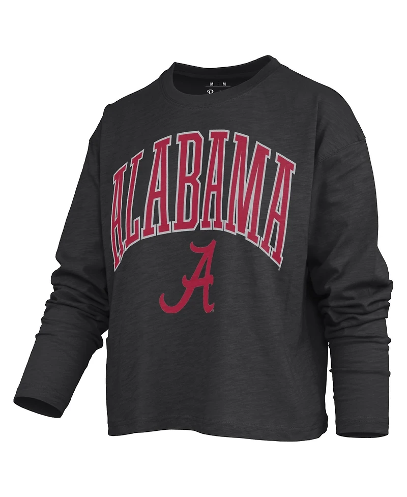Pressbox Women's Alabama Crimson Tide Motley Boxy Burnout Long-Sleeve T-Shirt