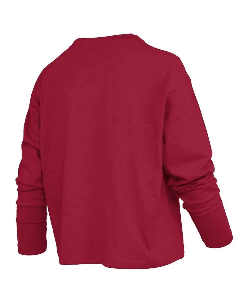 Pressbox Women's Oklahoma Sooners Motley Boxy Waist-Length Long-Sleeve T-Shirt