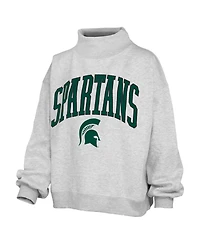 Pressbox Women's Michigan State Spartans Nelson Texture Lingo Oversized Mock Neck Graphic Fleece Sweatshirt